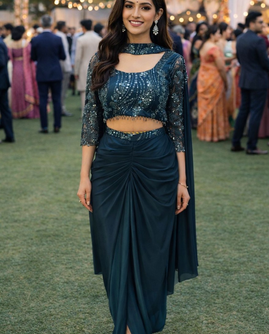 TEAL - Teal Lycra Salwar Suit with Embroidered and Sequins Work