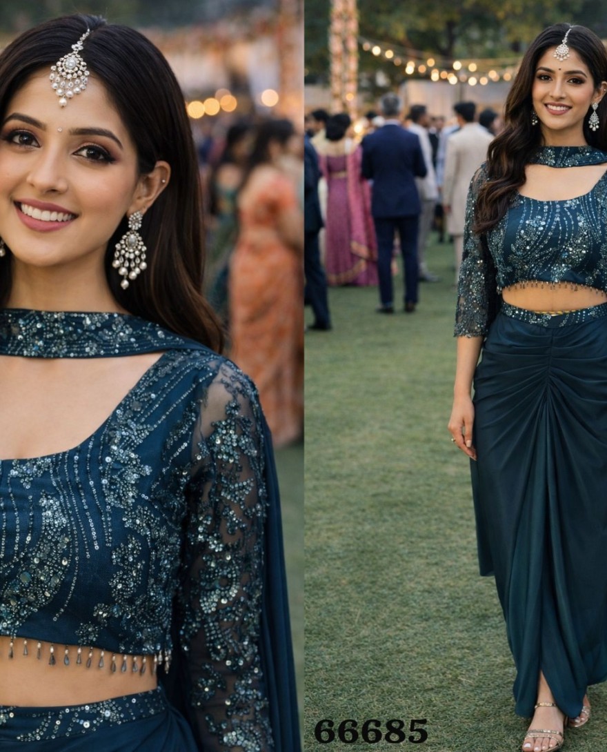 TEAL - Teal Lycra Salwar Suit with Embroidered and Sequins Work