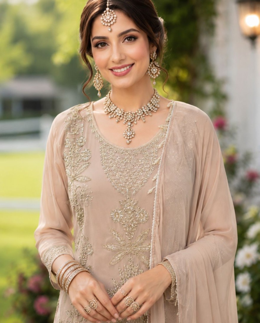 BEIGE - Sunshine Beige Readymade Salwar Kameez