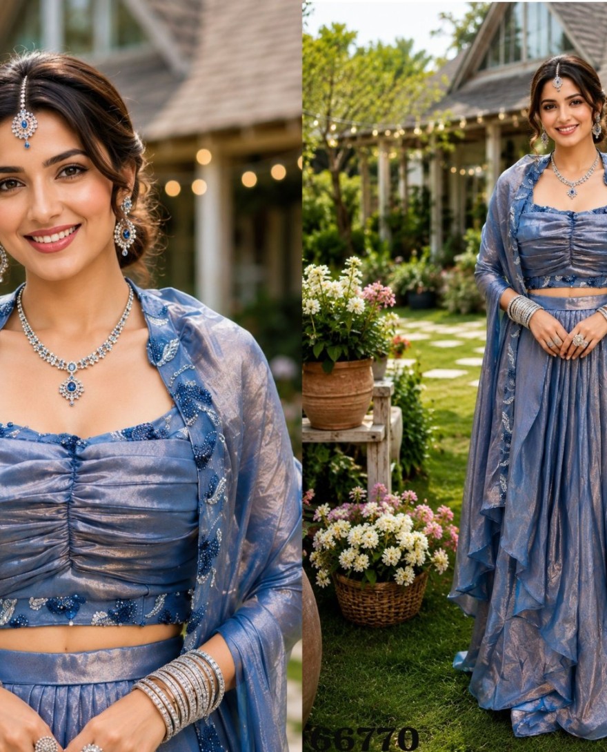 BLUE - Blue Engagement Silk Classic Saree