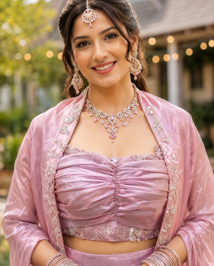 PINK - Titillating Contemporary Saree For Engagement