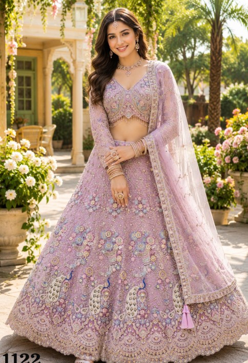 Readymade Lehenga Choli Resham Net in Lavender Colour