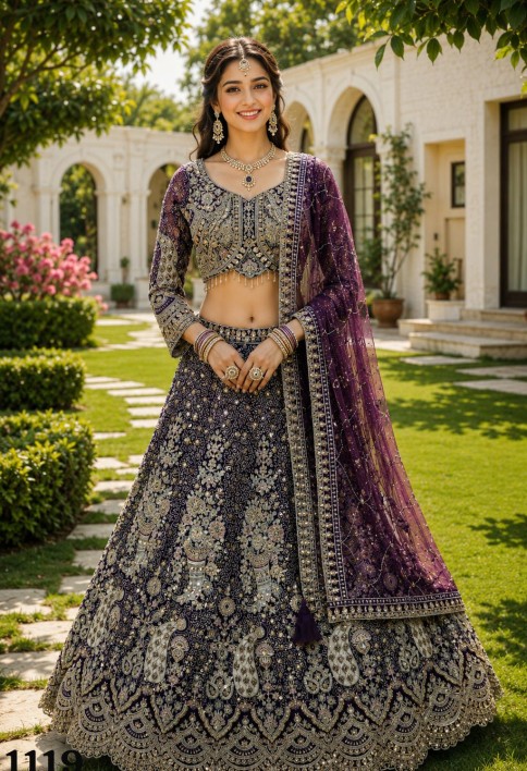 Sophisticated Purple Reception Lehenga Choli