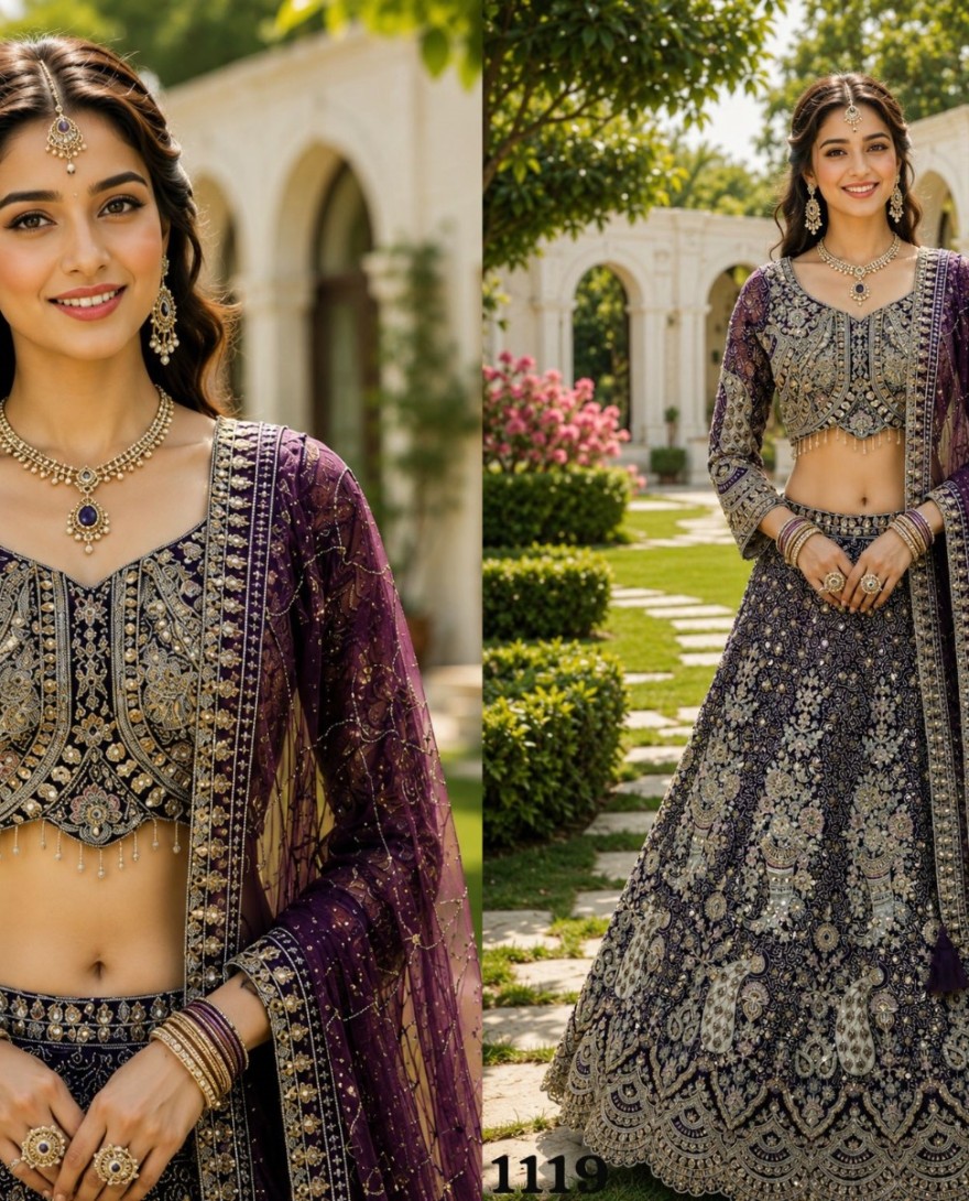 PURPLE - Sophisticated Purple Reception Lehenga Choli