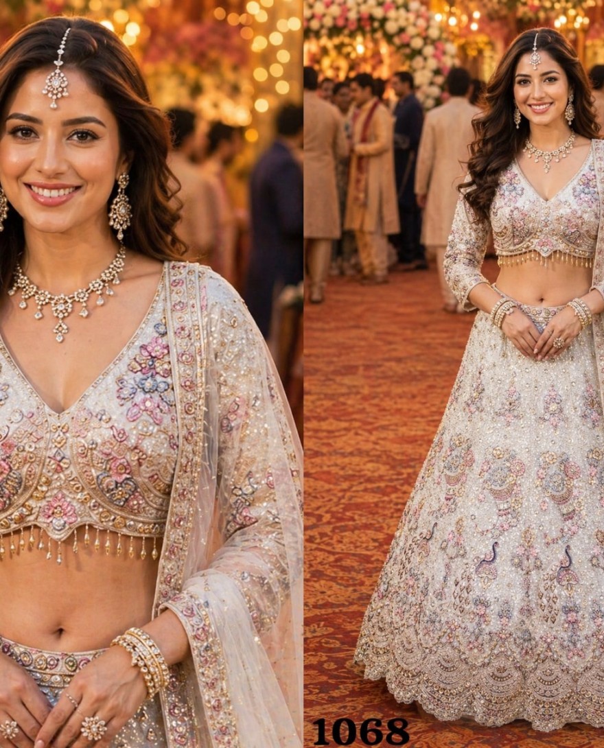 WHITE - White Lehenga Choli With Resham Embroidery
