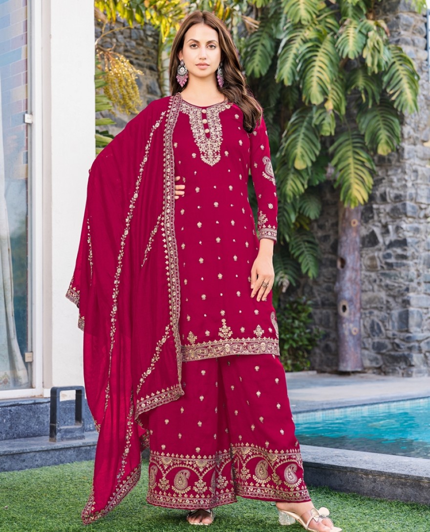 MAGENTA - Magenta Chinon Palazzo Suit 