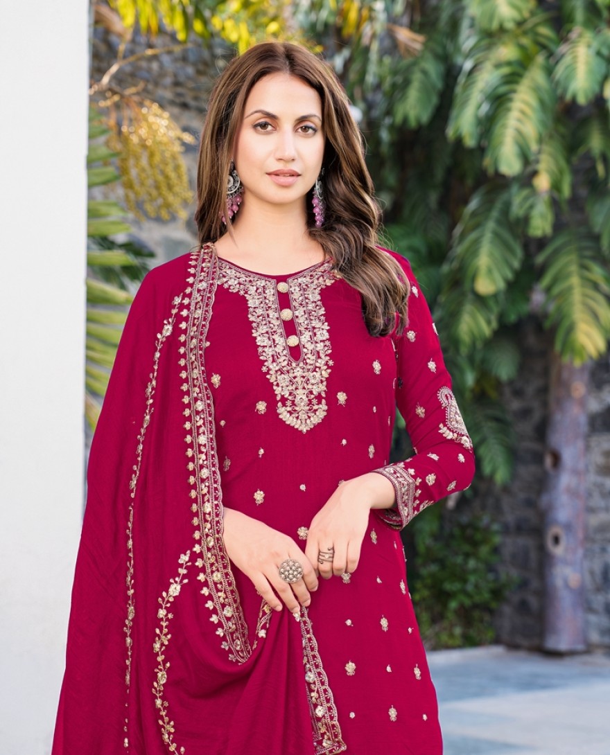 MAGENTA - Magenta Chinon Palazzo Suit 