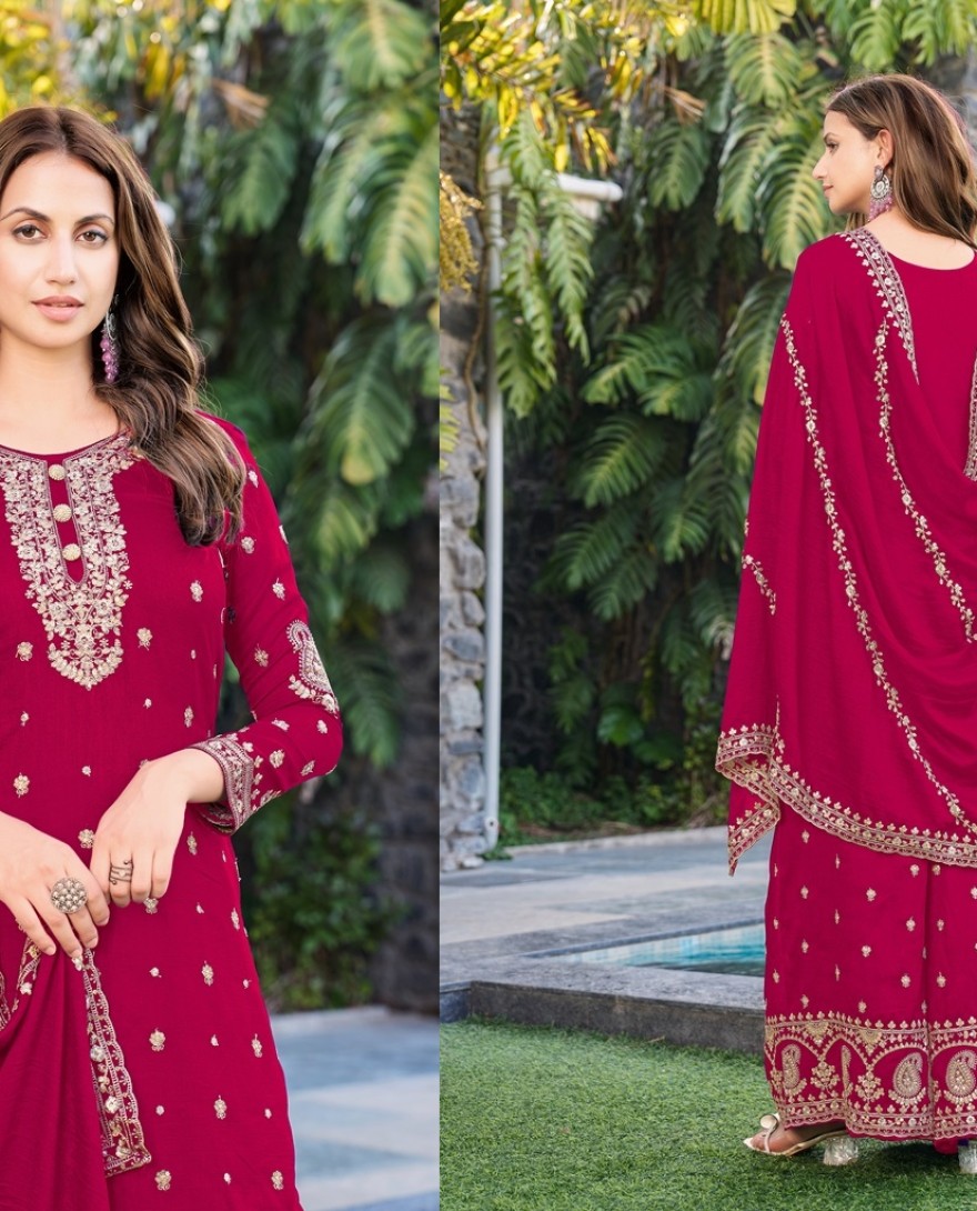 MAGENTA - Magenta Chinon Palazzo Suit 