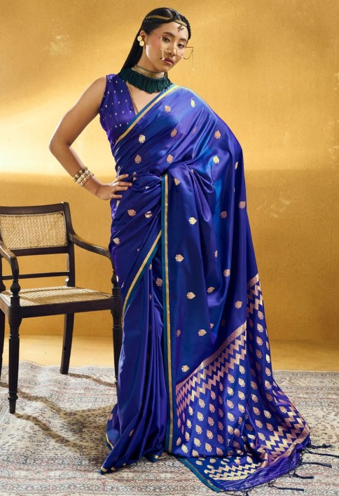 Blue Weaving Work Handloom Silk Classic Sari