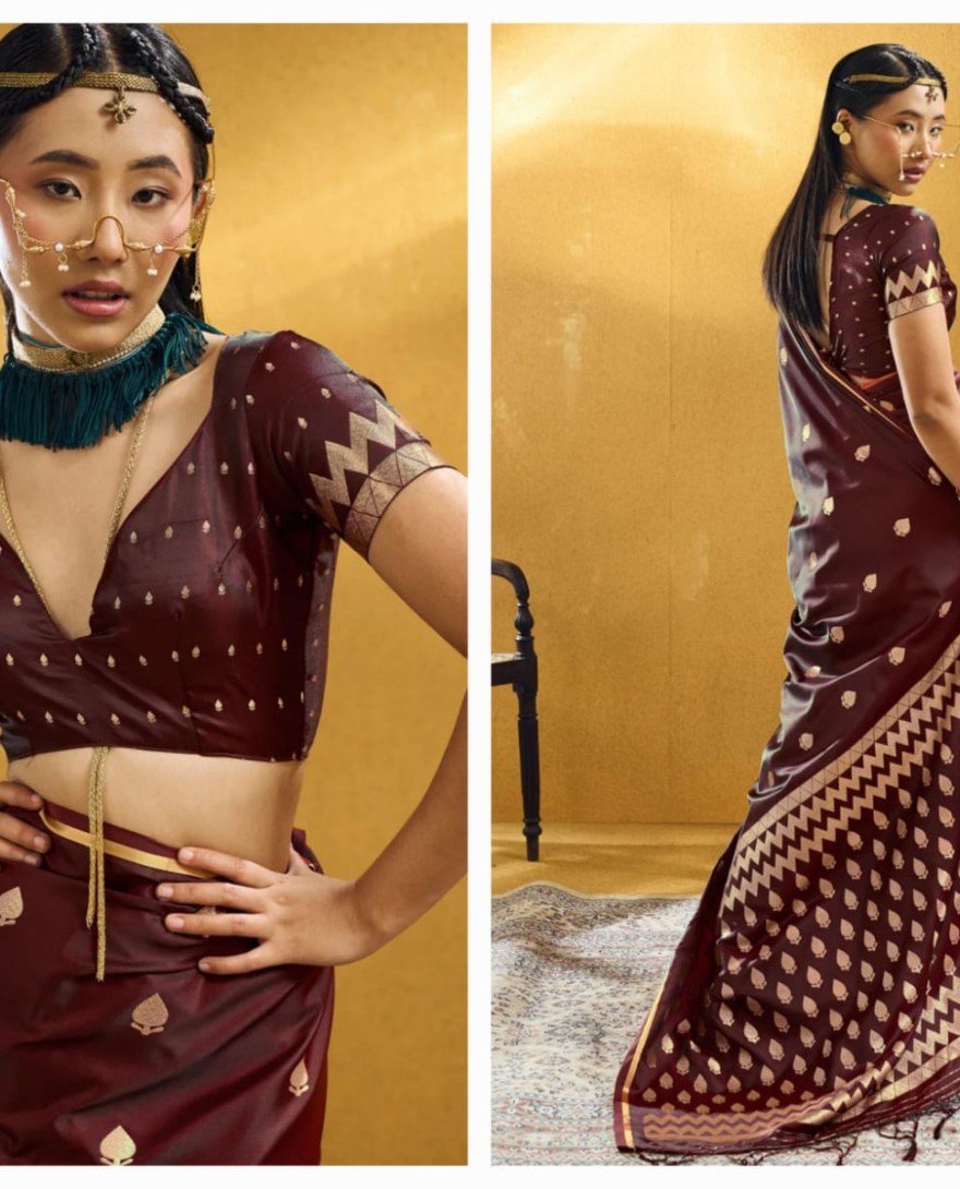 MAROON - Maroon Handloom Silk Classic Sari