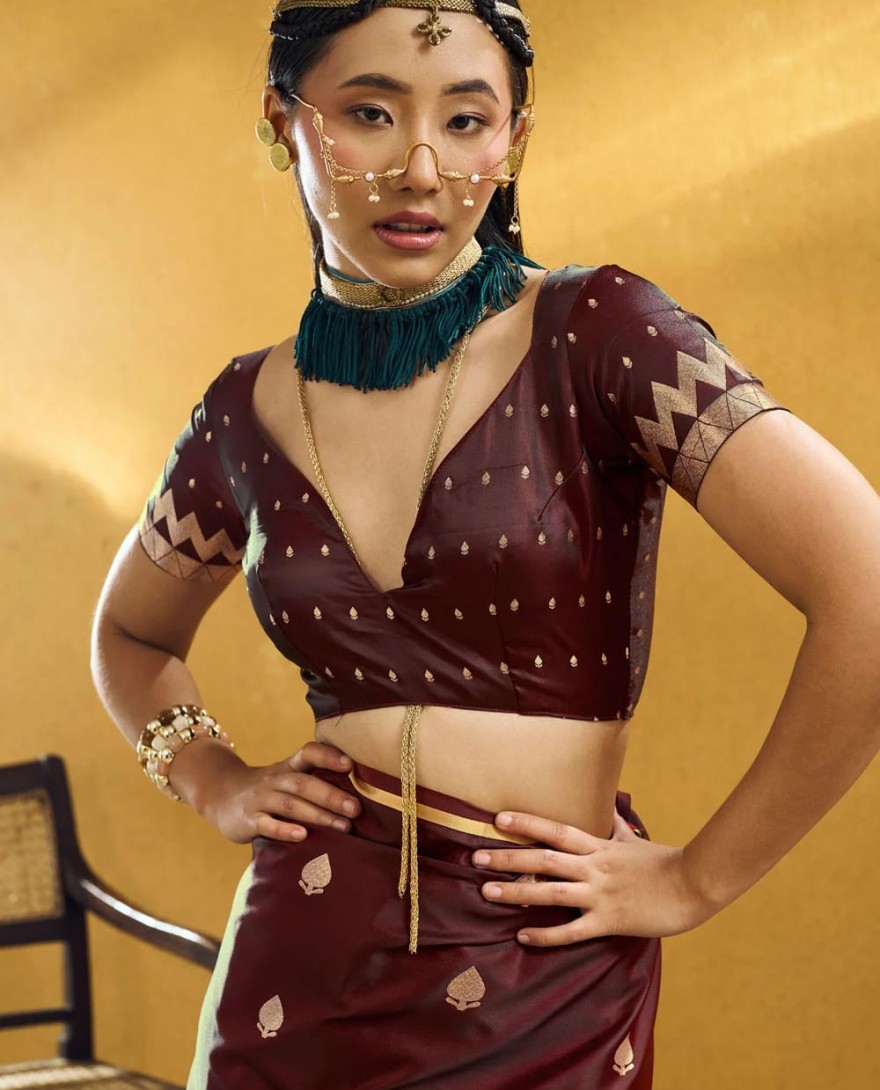 MAROON - Maroon Handloom Silk Classic Sari