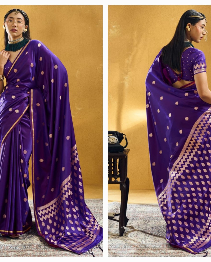 PURPLE - Weaving Work Handloom Silk Classic Sari In Purple Colour