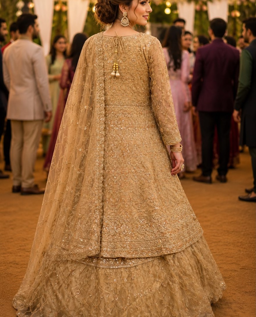 BEIGE - Celestial Beige Tissue Lehenga Choli