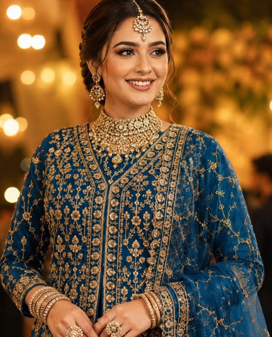 BLUE - Teal Tissue Lehenga Choli with Beads, Embroidered and Sequins Work for Ceremonial