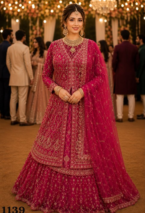 Rani Tissue Readymade Lehenga Choli with Beads, Embroidered and Sequins Work