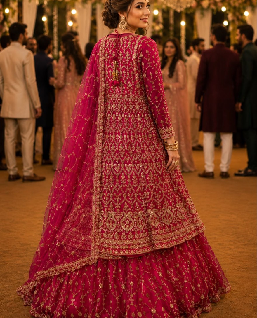 PINK - Rani Tissue Readymade Lehenga Choli with Beads, Embroidered and Sequins Work