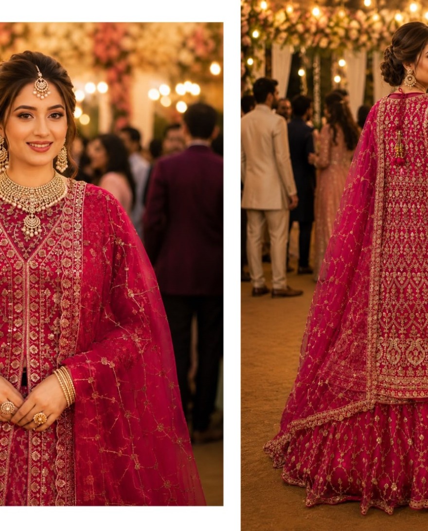 PINK - Rani Tissue Readymade Lehenga Choli with Beads, Embroidered and Sequins Work