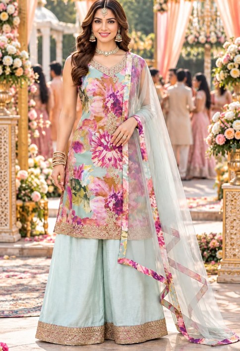 Glorious Printed Chinon Multi Colour Salwar Kameez