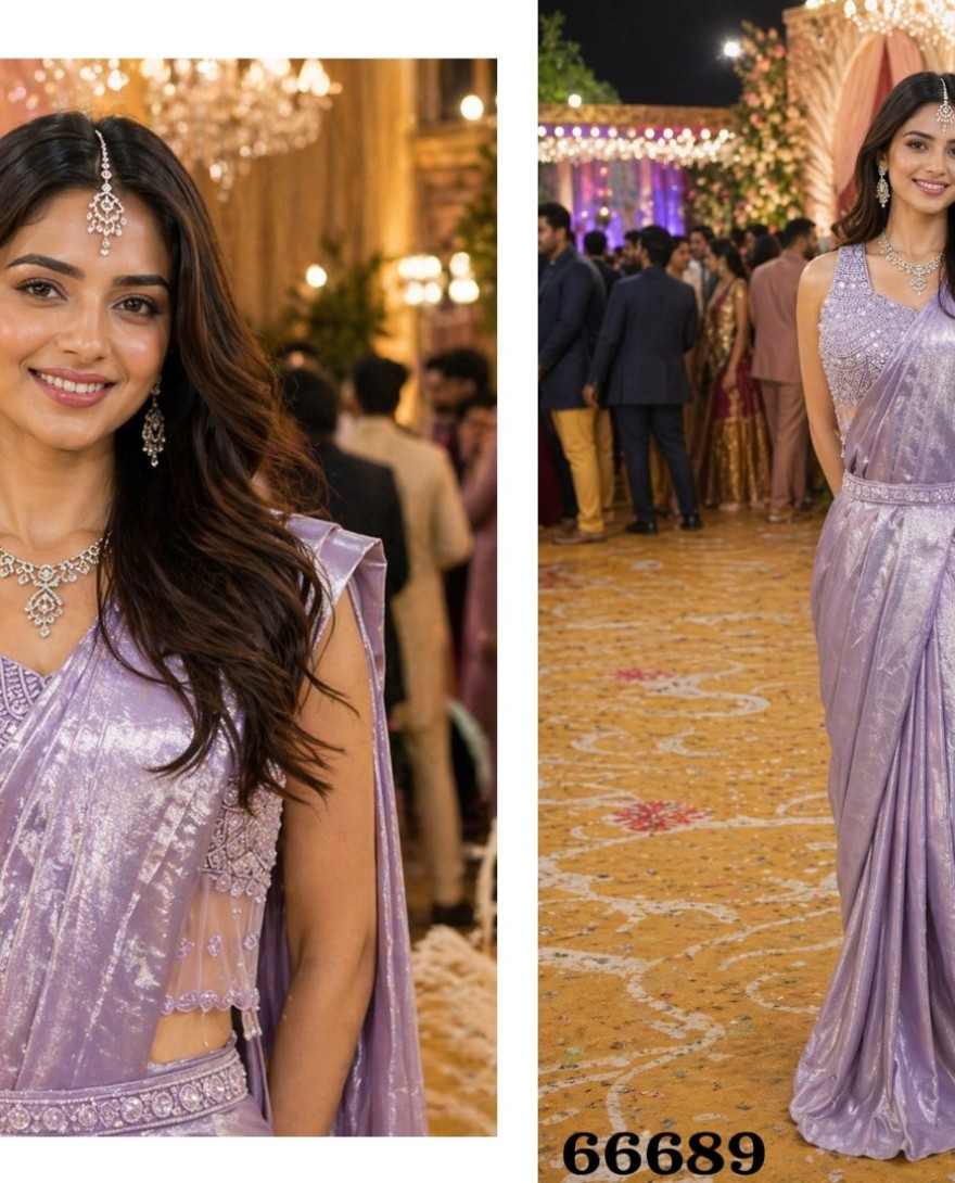 LAVENDER - Lavender Wedding Collections Ready To Wear Sarees Satin