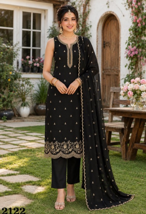 Black Georgette Pant Style Suit