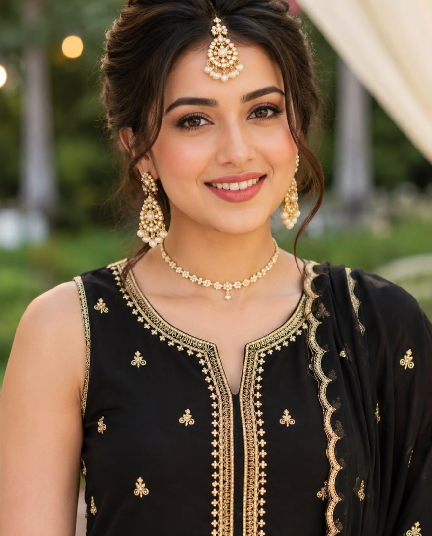 BLACK - Black Georgette Pant Style Suit
