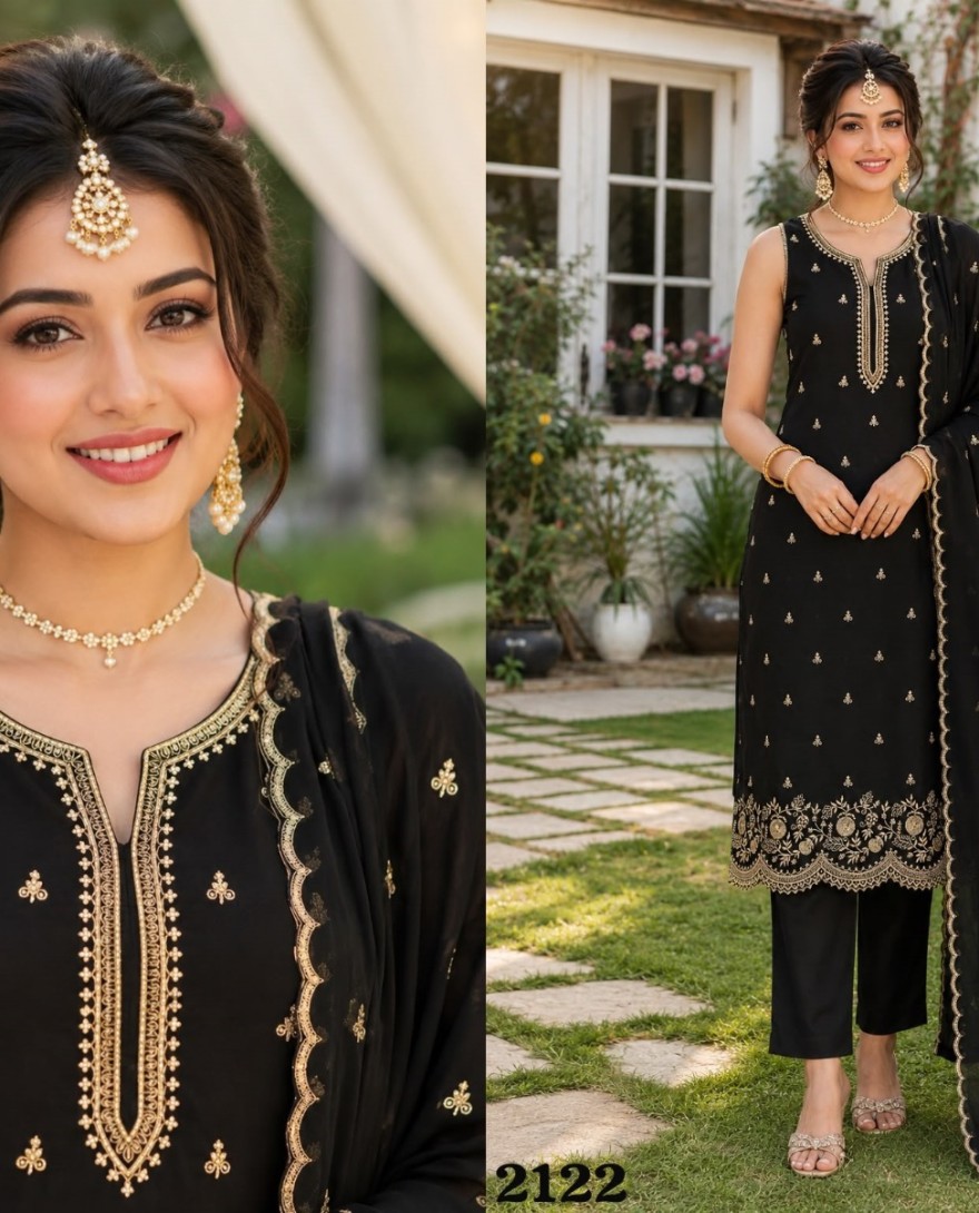 BLACK - Black Georgette Pant Style Suit