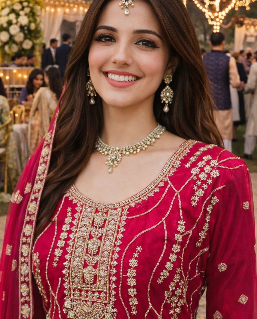 PINK - Luxury Rani Pink Fendy Silk Embroidered Pakistani Palazzo Suit Set with Dupatta