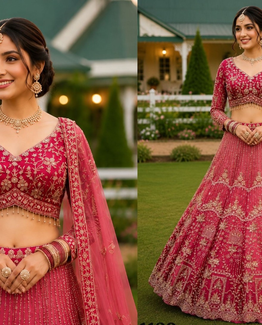 PINK - Conspicuous Pink Net Readymade Lehenga Choli