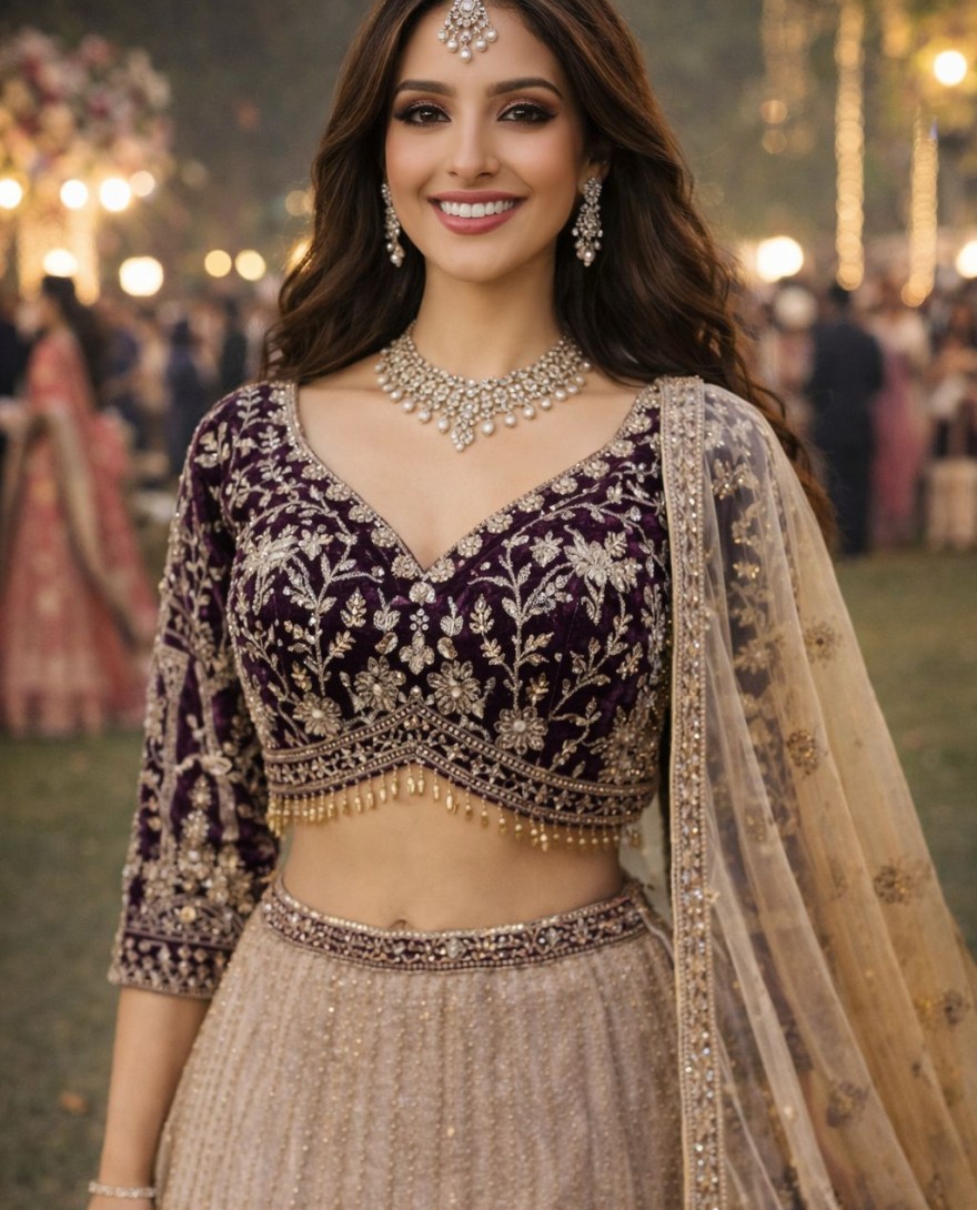 YELLOW - Multi Colour Net Embroidered, Sequins and Zari Work Readymade Lehenga Choli
