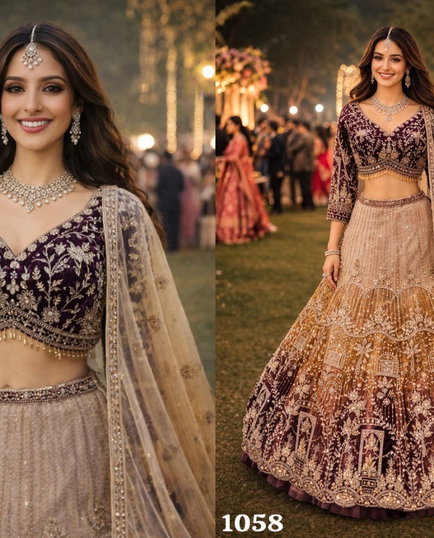 YELLOW - Multi Colour Net Embroidered, Sequins and Zari Work Readymade Lehenga Choli