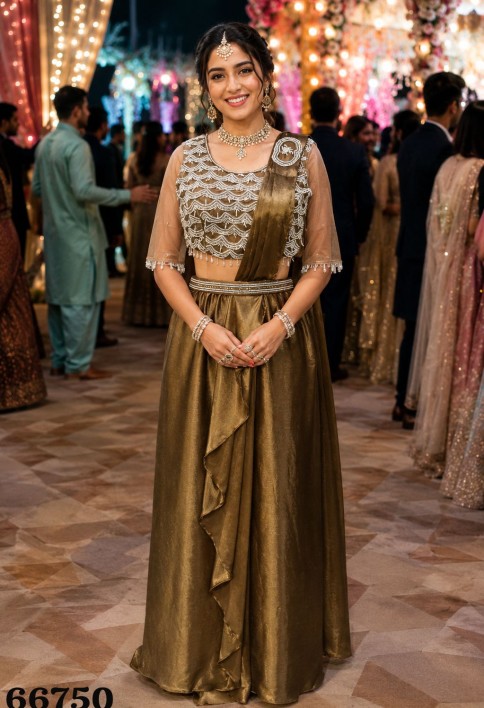 Gold Crush Classic Saree with Embroidered Work