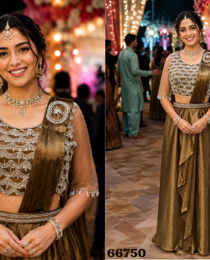 GOLDEN - Gold Crush Classic Saree with Embroidered Work