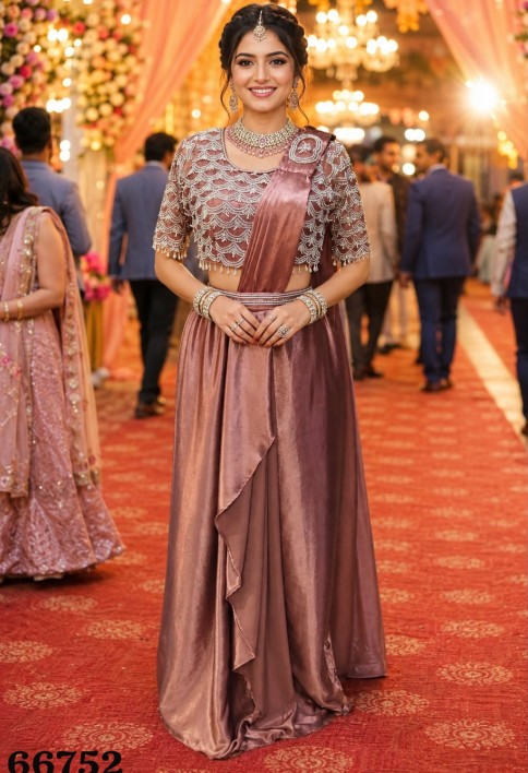Mauve Crush Embroidered Work Classic Saree