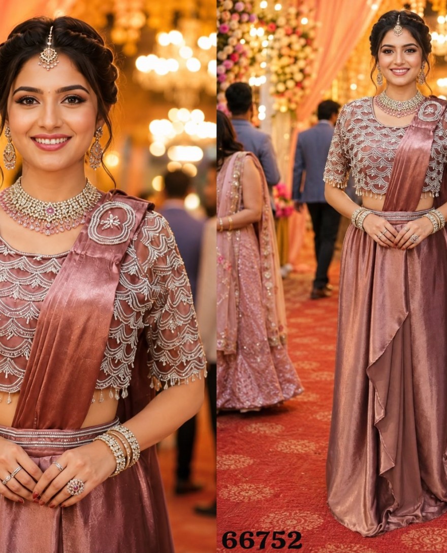 PINK - Mauve Crush Embroidered Work Classic Saree