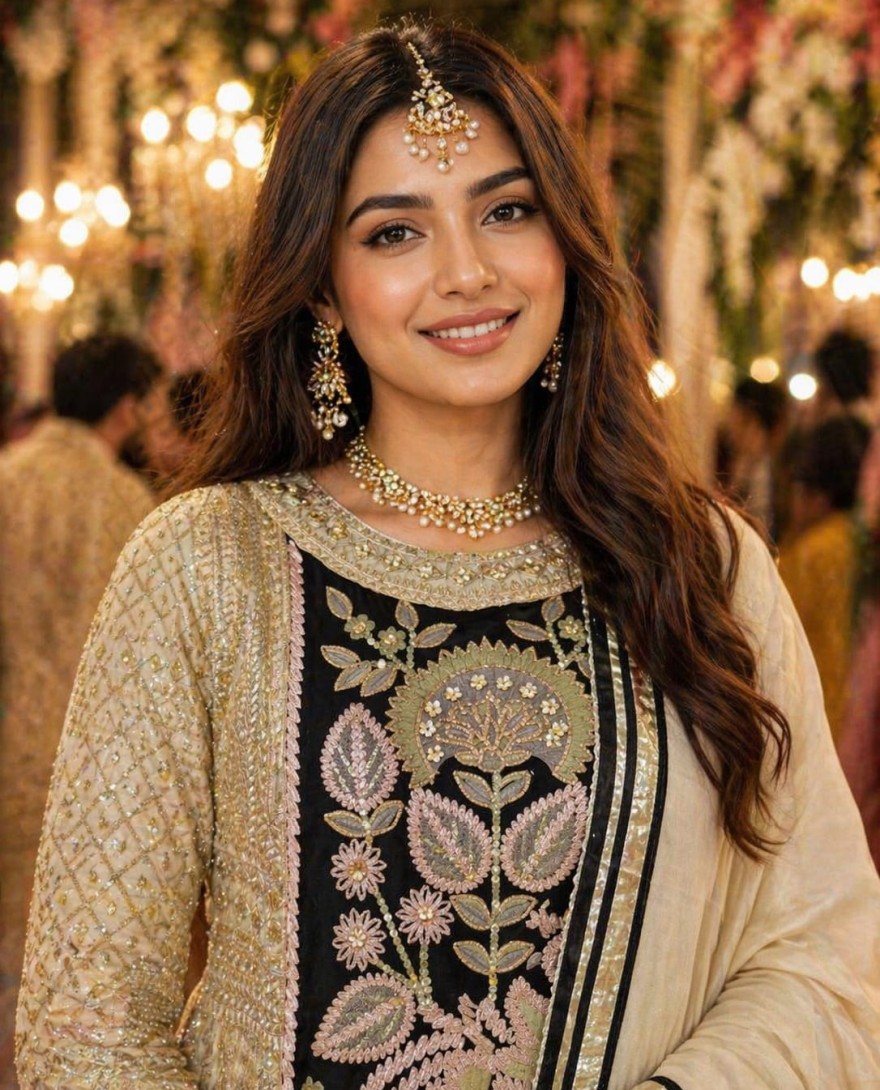 CREAM - Hypnotic Cream Silk Palazzo Salwar Suit with Cord, Embroidered and Sequins Work