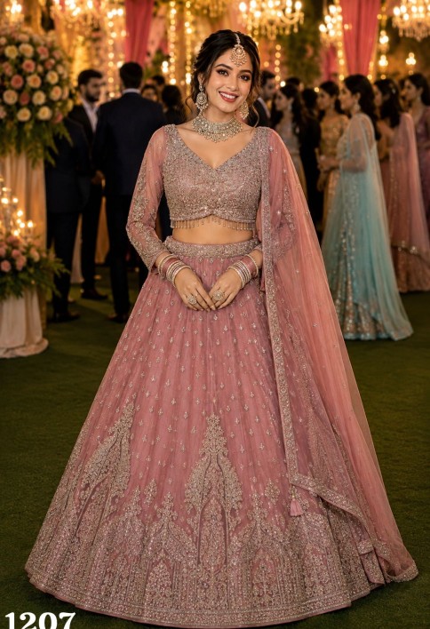 Charismatic Pink Embroidered Lehenga Choli