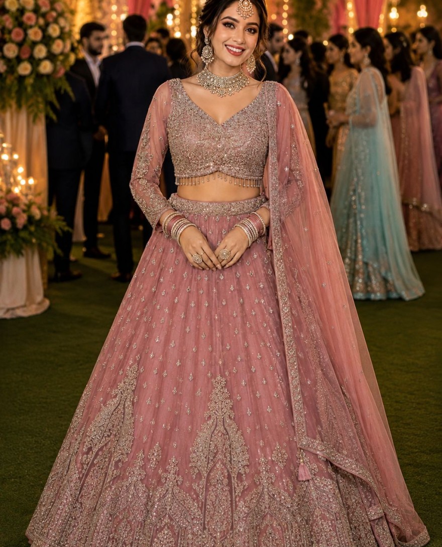 PINK - Charismatic Pink Embroidered Lehenga Choli