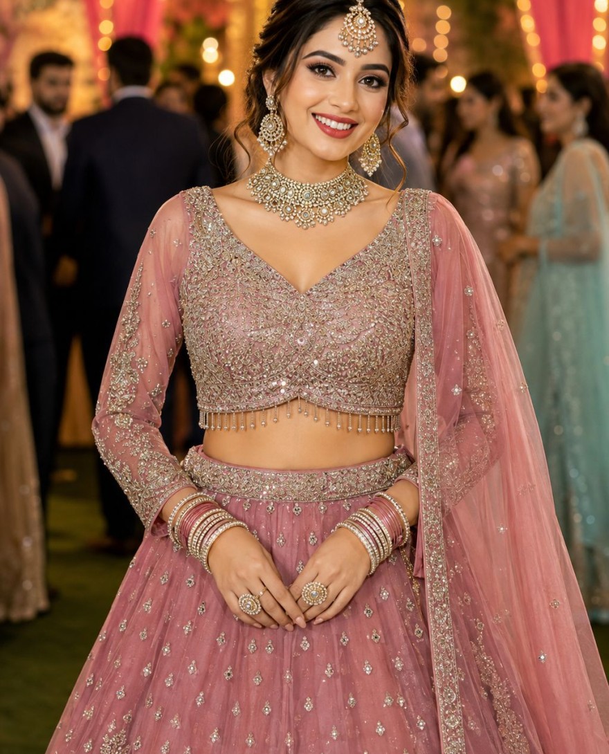 PINK - Charismatic Pink Embroidered Lehenga Choli