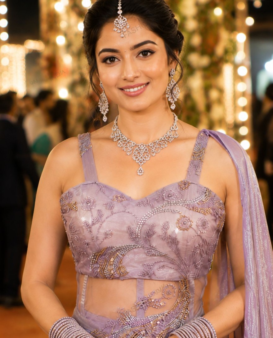 LAVENDER - Lavender Fandy Classic Saree with Embroidered Work for Ceremonial