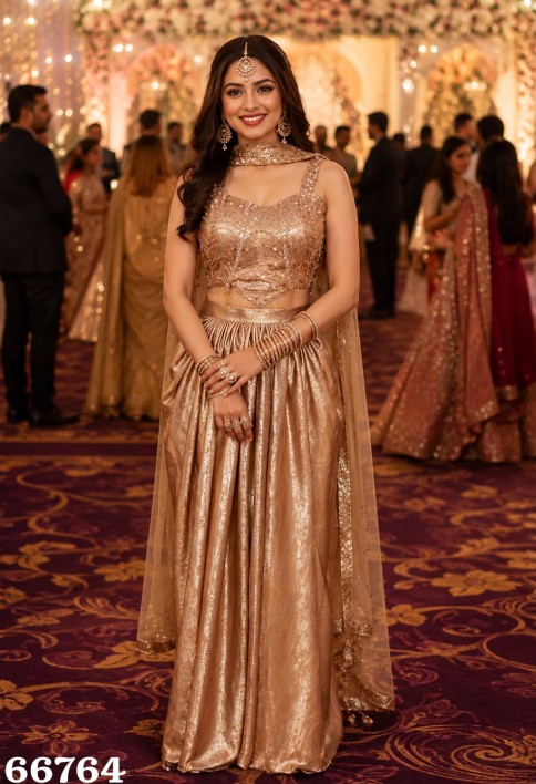 Gold Satin Embroidered Work Classic Sari for Ceremonial