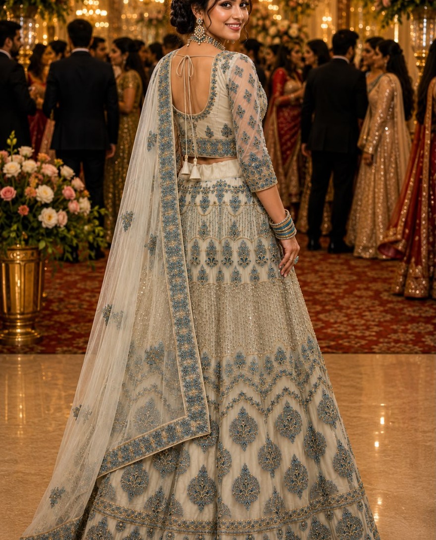 OFFWHITE - Off White Net Readymade Lehenga Choli
