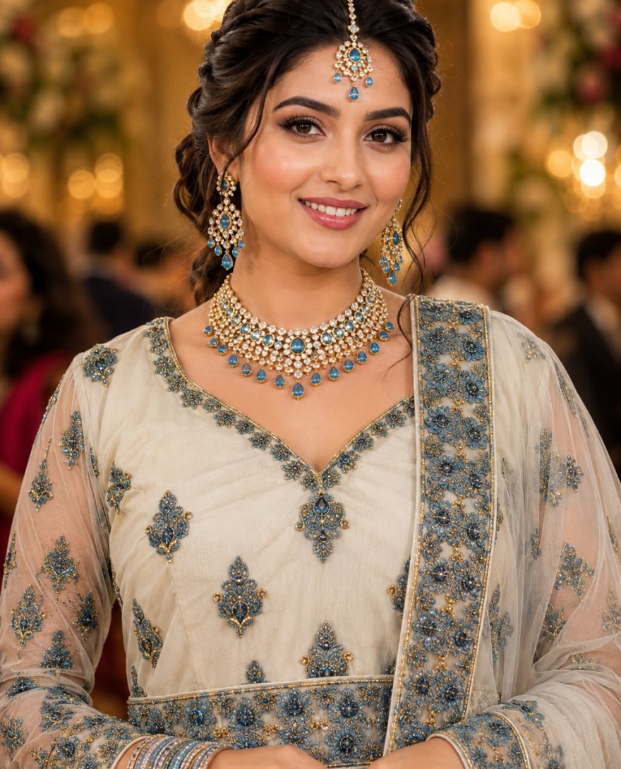 OFFWHITE - Off White Net Readymade Lehenga Choli