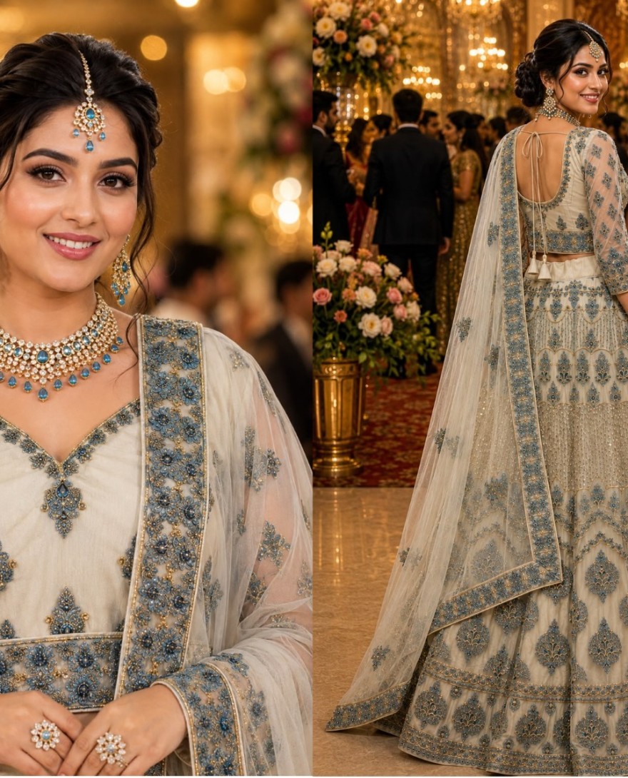 OFFWHITE - Off White Net Readymade Lehenga Choli