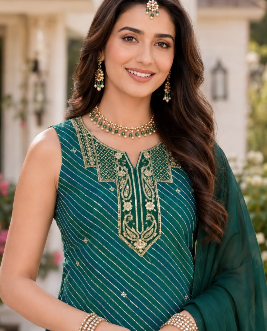 GREEN - Green Georgette Salwar Suit