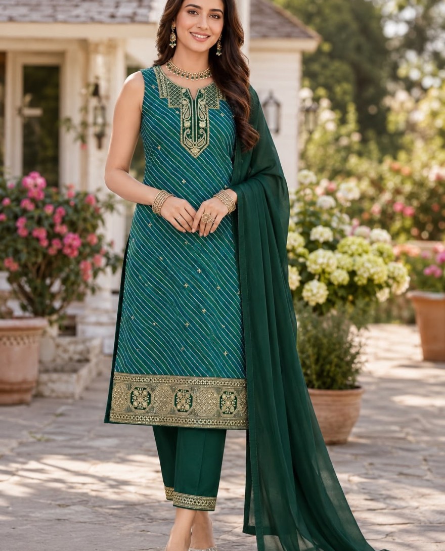 GREEN - Green Georgette Salwar Suit