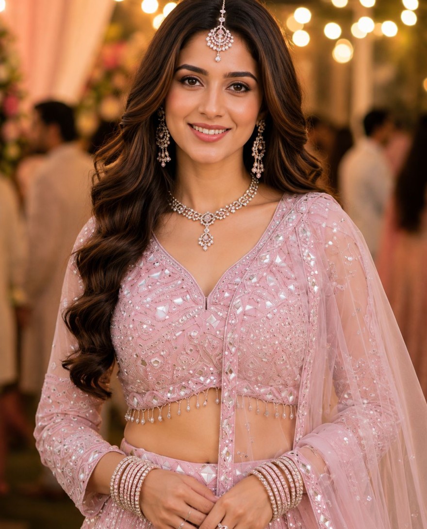 PINK - Staring Pink Net Lehenga Choli