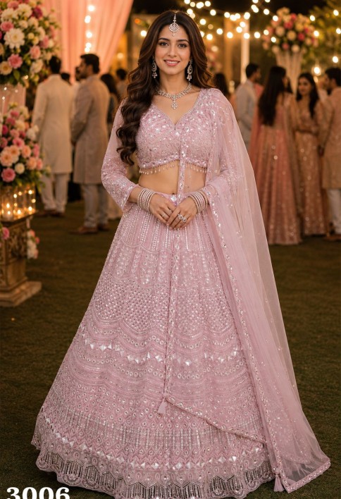 Staring Pink Net Lehenga Choli