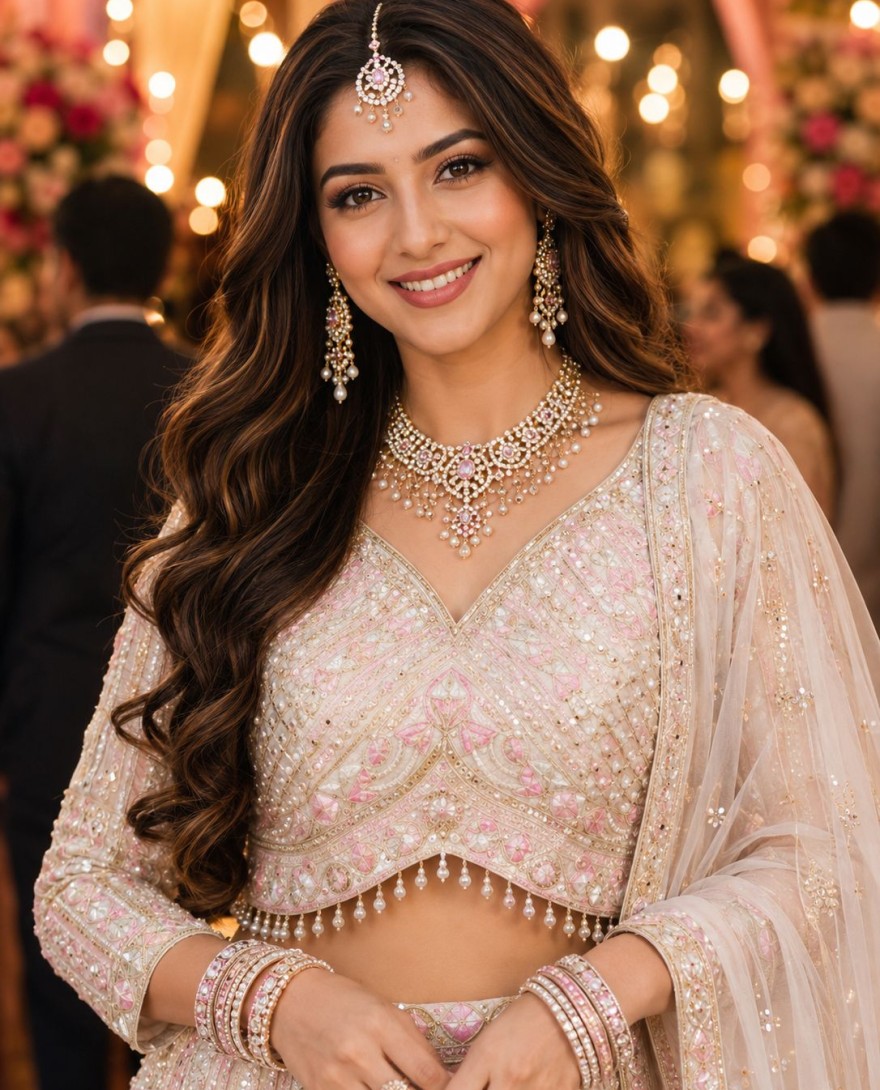 WHITE - Off White Net Readymade Lehenga Choli with Beads, Embroidered and Zari Work
