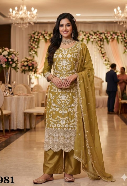 Mustard Organza Salwar Suit