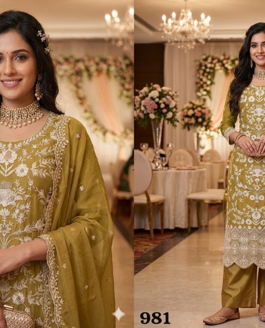 MUSTARD - Mustard Organza Salwar Suit